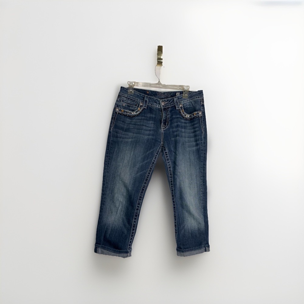 Miss Me Jeans‎ Relaxed Boot Cut Embellished Pockets Women's Size 30 Denim Blue